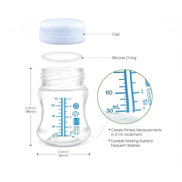 台灣製  Maymom 闊口／寬口母乳儲存樽 密封蓋 儲奶瓶 140ml （1個裝）