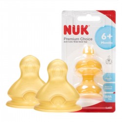 NUK Premium Choice+ 寬口徑 防脹氣 乳膠奶嘴 6M+ (2個裝) M 中圓孔
