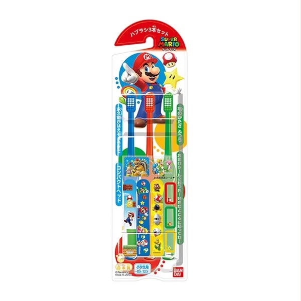 Bandai瑪利歐  Super Mario 兒童牙刷 (3支裝) 6-12歲適用