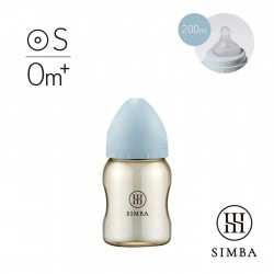 Simba 蘊蜜鉑金 PPSU 寬口防脹氣奶瓶 200ml (晨藍) (圓孔S奶嘴) 0m+