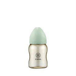 Simba 蘊蜜鉑金 PPSU 寬口防脹氣奶瓶 200ml (綠沐) (圓孔S奶嘴) 0m+