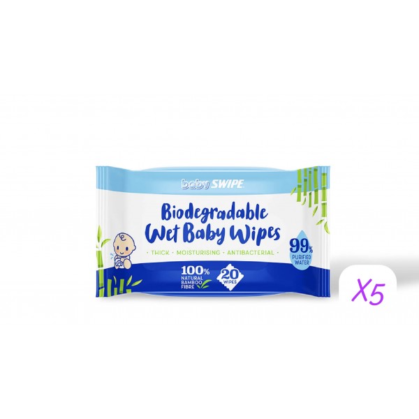 Babyswipe BB威寶  有機竹纖維濕巾 嬰兒濕紙巾  (20片x5包)