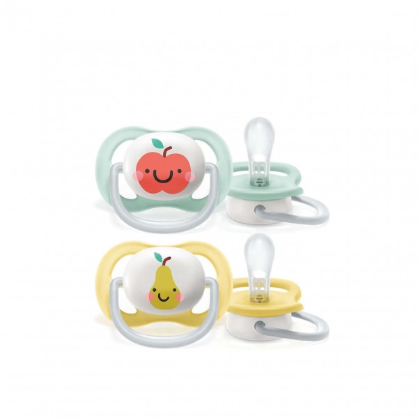 【香港行貨】Philips Avent  Urtra Air透氣型 HAPPY 安撫奶嘴(2個裝) 0-6 m(附微波消毒盒)