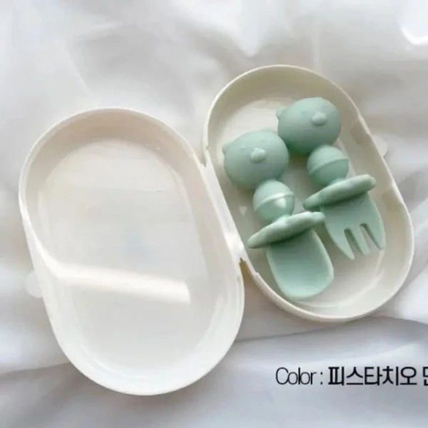 韓國 TGM幼兒學習餐具連收納盒(Pistachio Mint)
