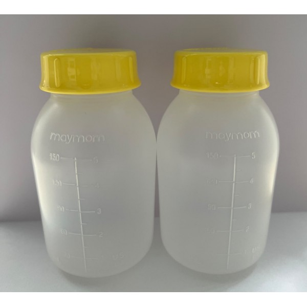 Maymom 窄口 標準口徑 PP 儲奶瓶 150ml / 5oz (2個裝) 附防漏墊圈 + 密封蓋
