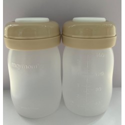 Maymom 闊口 寬口徑 PP 儲奶瓶 160ml / 5.4oz (2個裝) 附防漏墊片 + 空心螺旋蓋