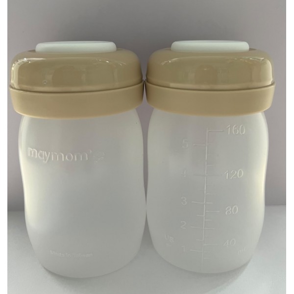 Maymom 闊口 寬口徑 PP 儲奶瓶 160ml / 5.4oz (2個裝) 附防漏墊片 + 空心螺旋蓋
