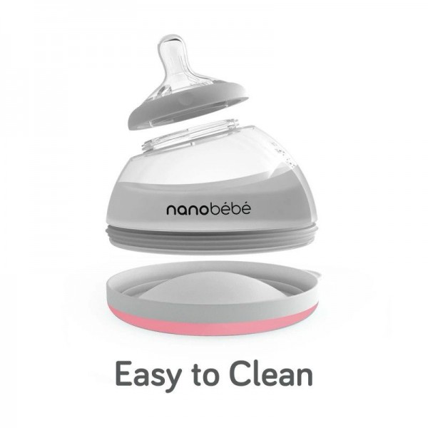 (清貨特價) Nanobebe 臻營 第二階段 成長奶瓶 8oz/240ml 單個裝 (粉紅色)