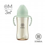 Simba 蘊蜜鉑金 PPSU 寬口吸管把手防脹氣奶瓶 270ml (綠沐) (十字M奶嘴) 3m+